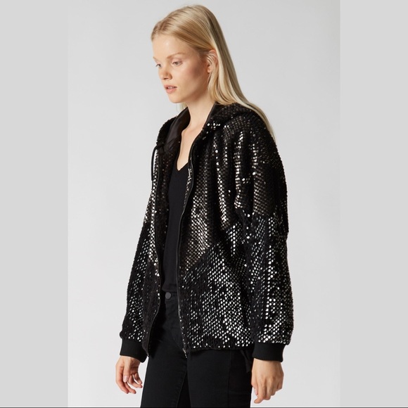 BLANKNYC Denim $148 Silver Studded Sequin Bomber - Picture 4 of 12